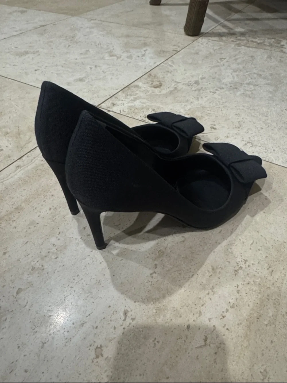 Tory Burch Black Pointed-Toe Bow Pumps